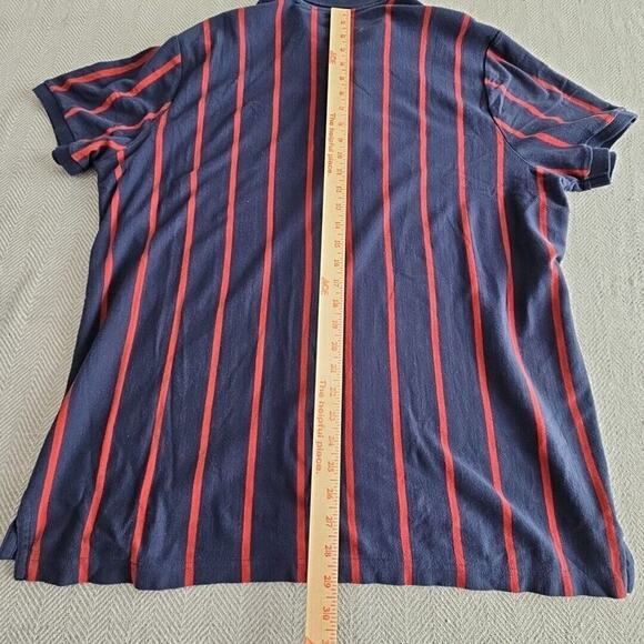 American Eagle Polo Shirt Men's XXL Classic Fit Blue & Red Striped Short Sleeve - Picture 5 of 16